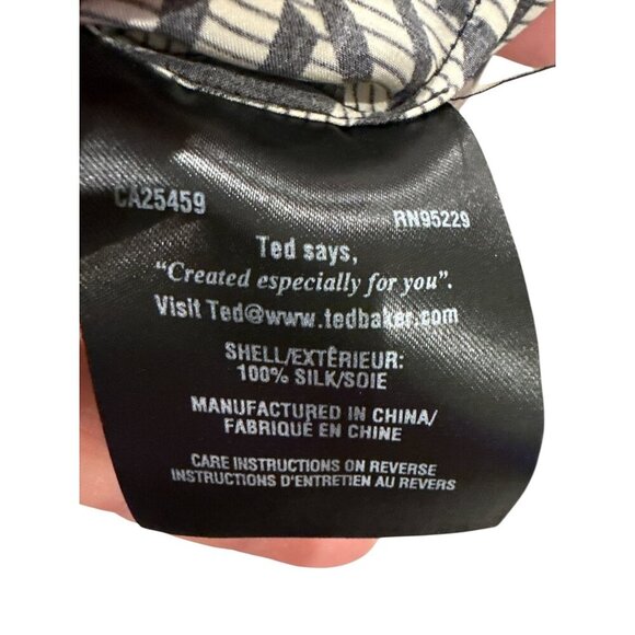 Ted Baker London Silk Black & White Abstract with Scarf Dress Size 0 EUC - Picture 7 of 8